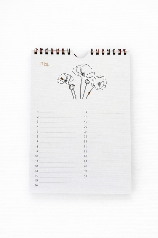 Calendrier perpétuel d’anniversaires A5 illustré – Motifs botaniques sur papier d’art