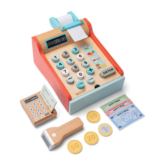 Caisse enregistreuse en bois pour enfant – Woet - BobibeloCaisse enregistreuse en bois pour enfant – Woet – Petit vintage – Bobibelo