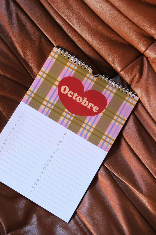 Page intérieure calendrier perpétuel illustré organisation des dates