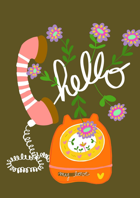 Carte postale allo hello avec enveloppe