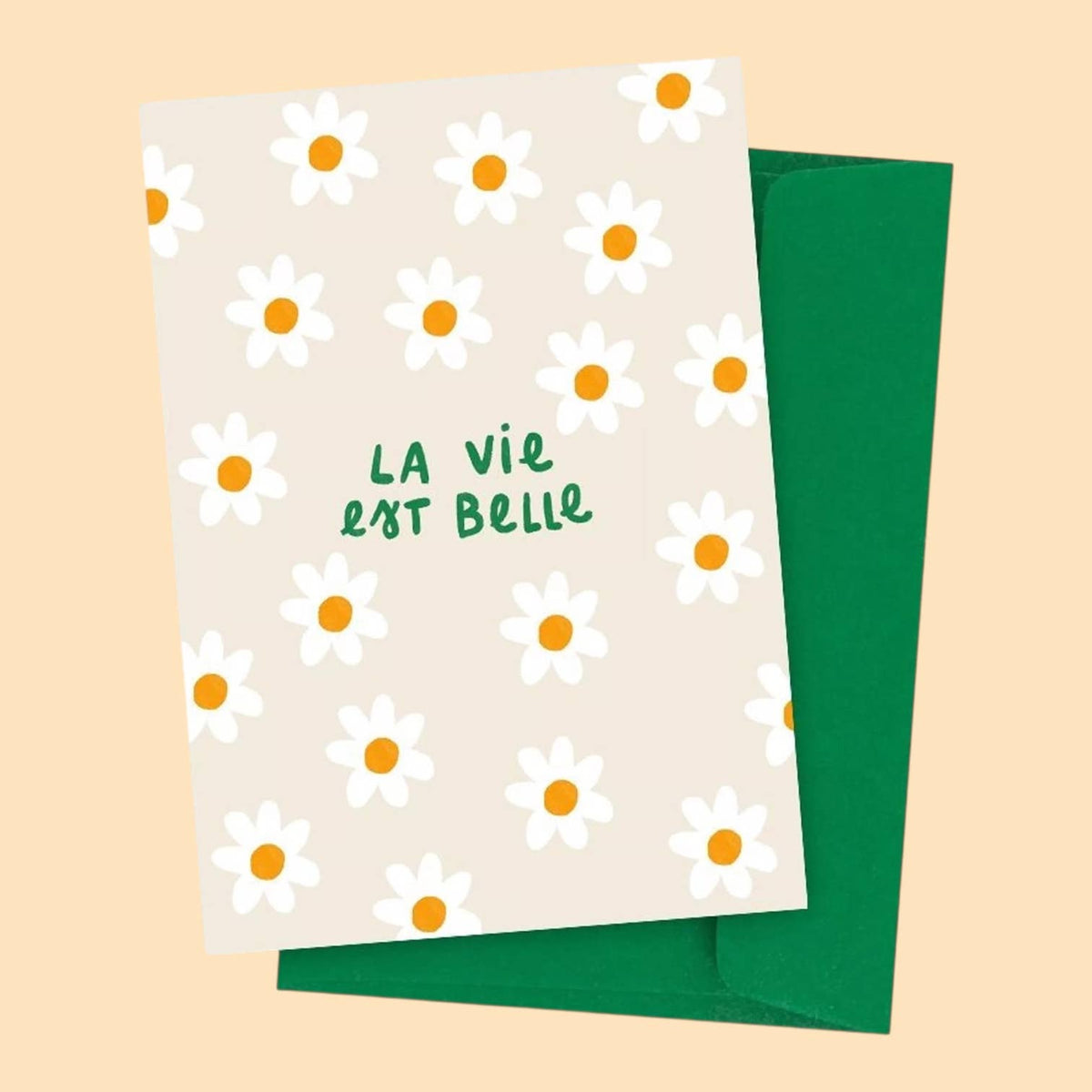 Carte postale ecriture La vie est belle - avec enveloppe