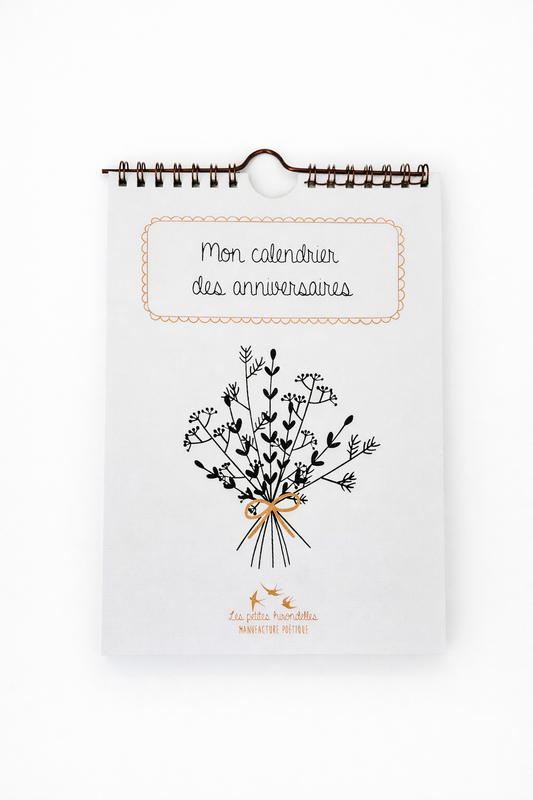 Calendrier perpétuel d’anniversaires A5 illustré – Motifs botaniques sur papier d’art