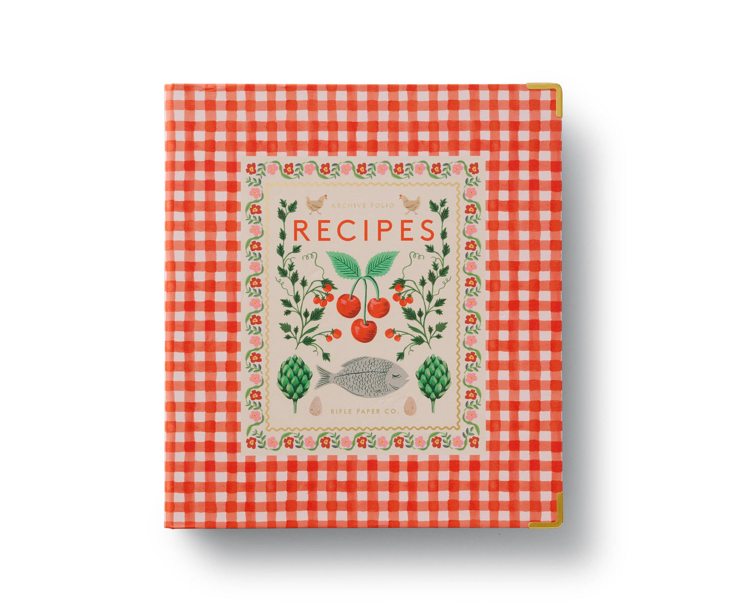 Classeur de recettes Cherry Farm Rifle Paper Co à motif vichy et cerises