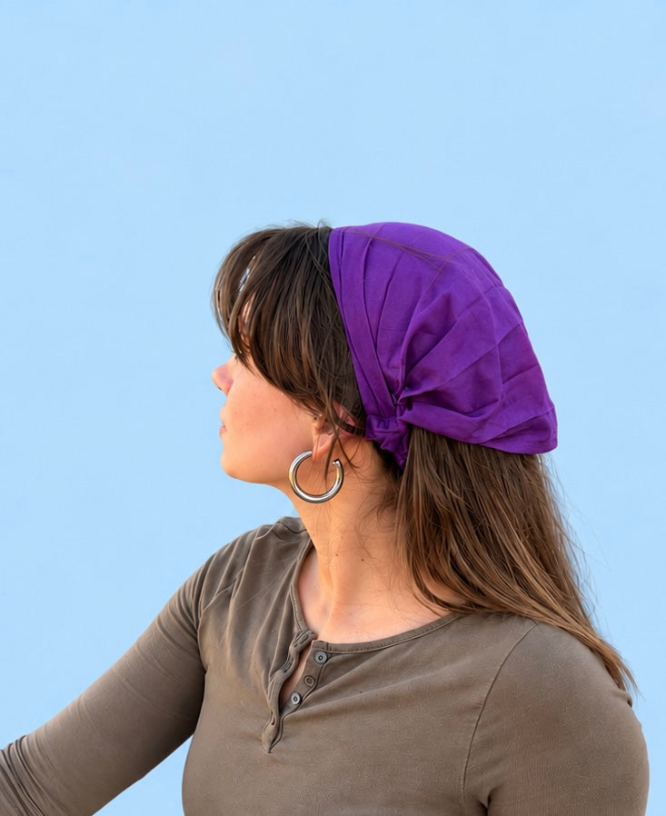 Bandeau fichu cheveux femme en coton – Large et élastique