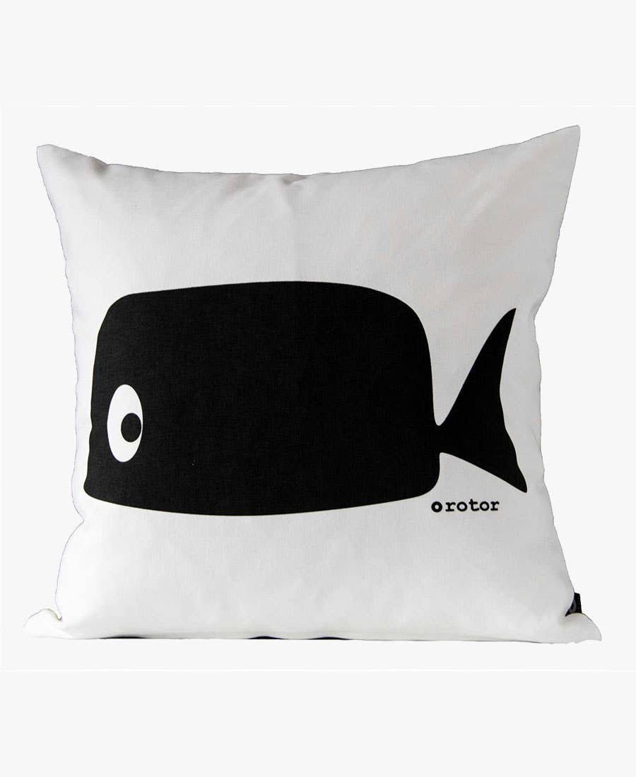 Housse de coussin baleine noir et blanc design scandinave décoration salon