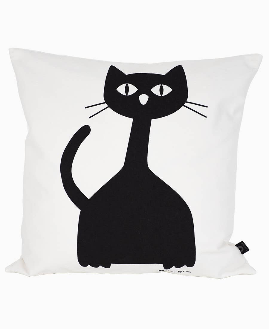 Housse de coussin chat noir Selma design scandinave décoration salon