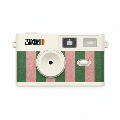 Appareil photo numérique TimeLens® – rechargeable - rayé rose et vert