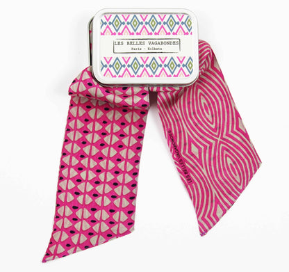 Bandeau Calypso Rose 100% soie - Les belles vagabondes - bobibeloBandeau Calypso Rose 100% soie - Les belles vagabondes – SA vintage – bobibelo