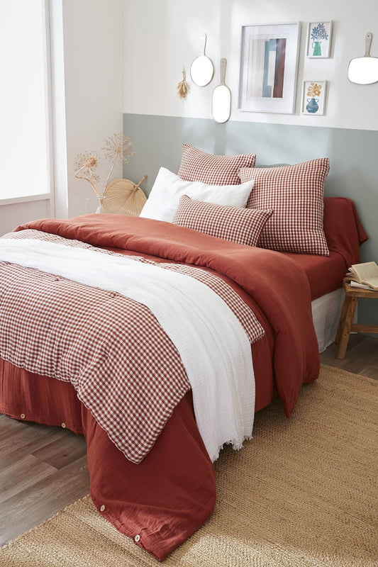 Bout de lit 90 x 200 cm en gaze de coton – Vickie - bobibeloBout de lit 90 x 200 cm en gaze de coton – Vickie – Text vintage – bobibelo