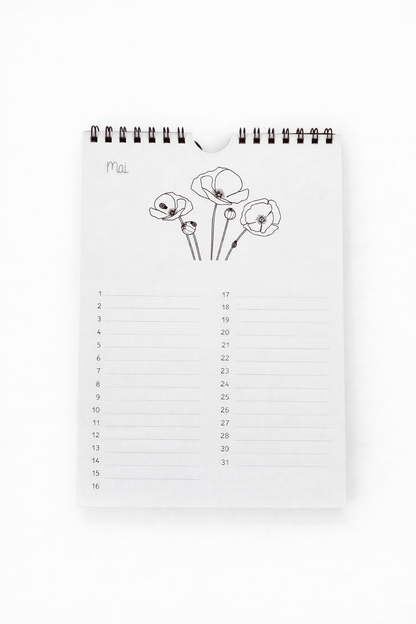 Calendrier perpétuel d’anniversaires A5 illustré – Motifs botaniques sur papier d’art - bobibeloCalendrier perpétuel d’anniversaires A5 illustré – Motifs botaniques sur papier d’art – PAPETERIE vintage – bobibelo