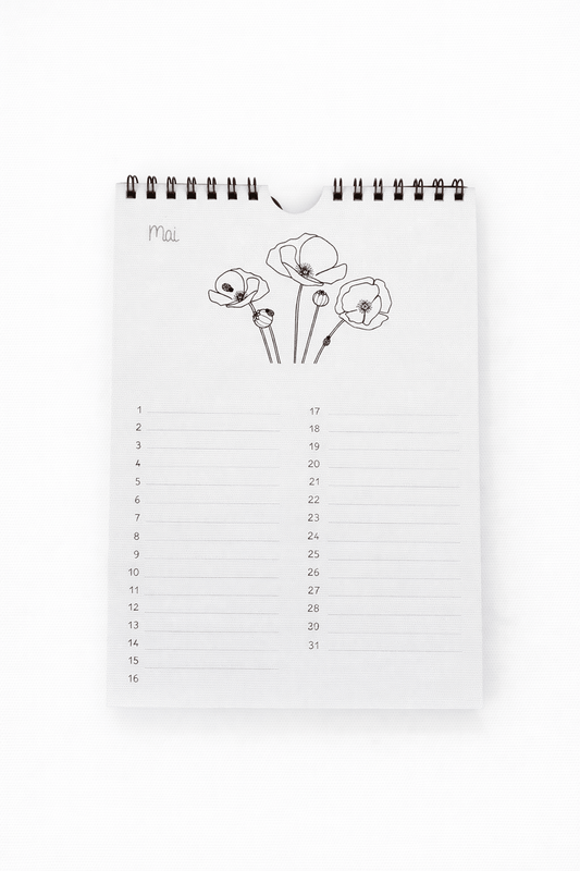 Calendrier perpétuel d’anniversaires A5 illustré – Motifs botaniques sur papier d’art - bobibeloCalendrier perpétuel d’anniversaires A5 illustré – Motifs botaniques sur papier d’art – PAPETERIE vintage – bobibelo