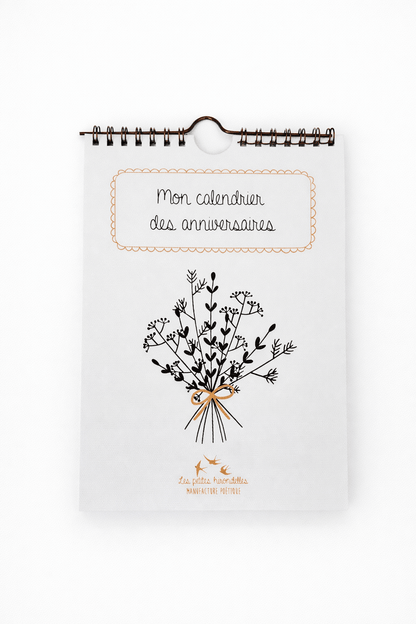 Calendrier perpétuel d’anniversaires A5 illustré – Motifs botaniques sur papier d’art - bobibeloCalendrier perpétuel d’anniversaires A5 illustré – Motifs botaniques sur papier d’art – PAPETERIE vintage – bobibelo