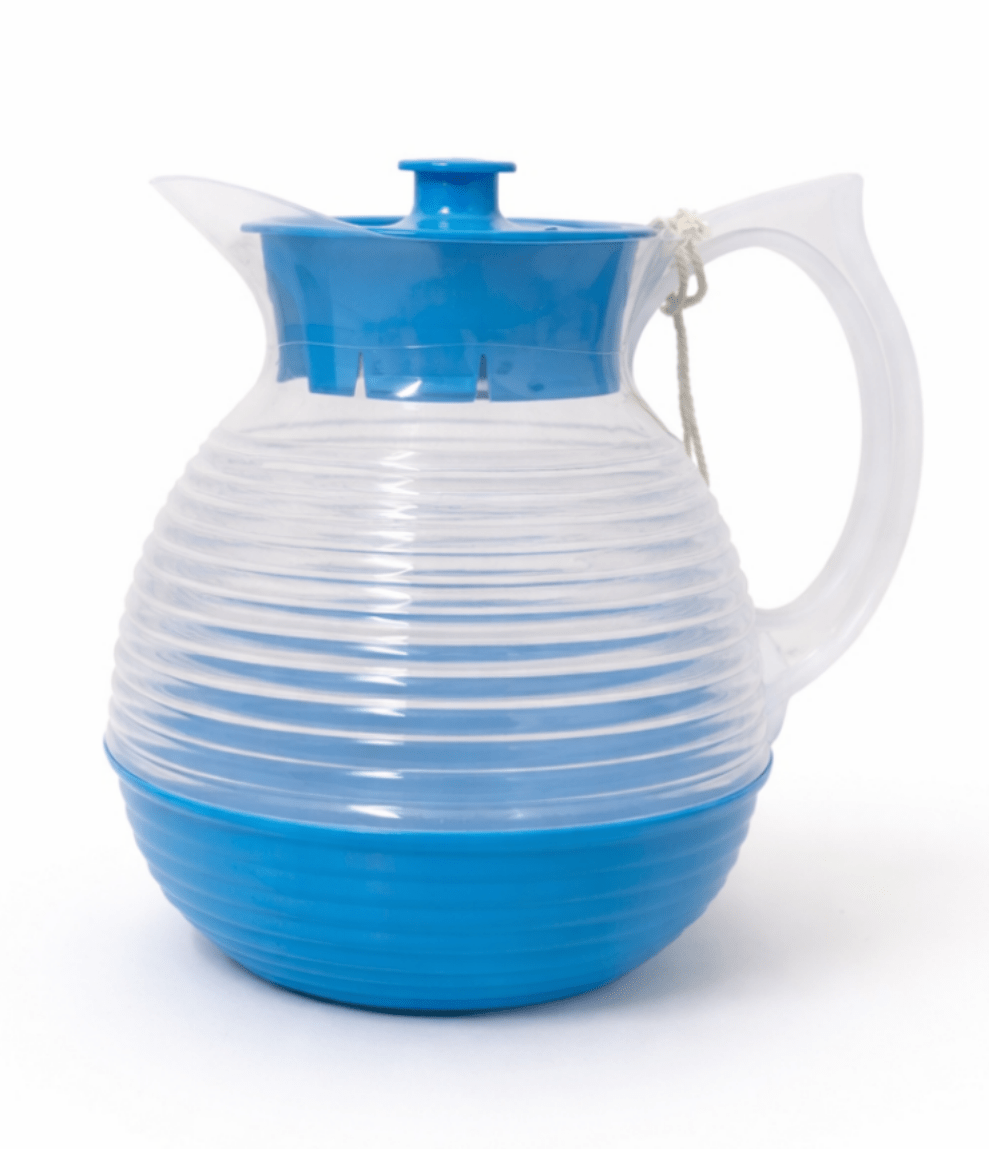 Carafe rétro en plastique strié bleu azur 1,3 L