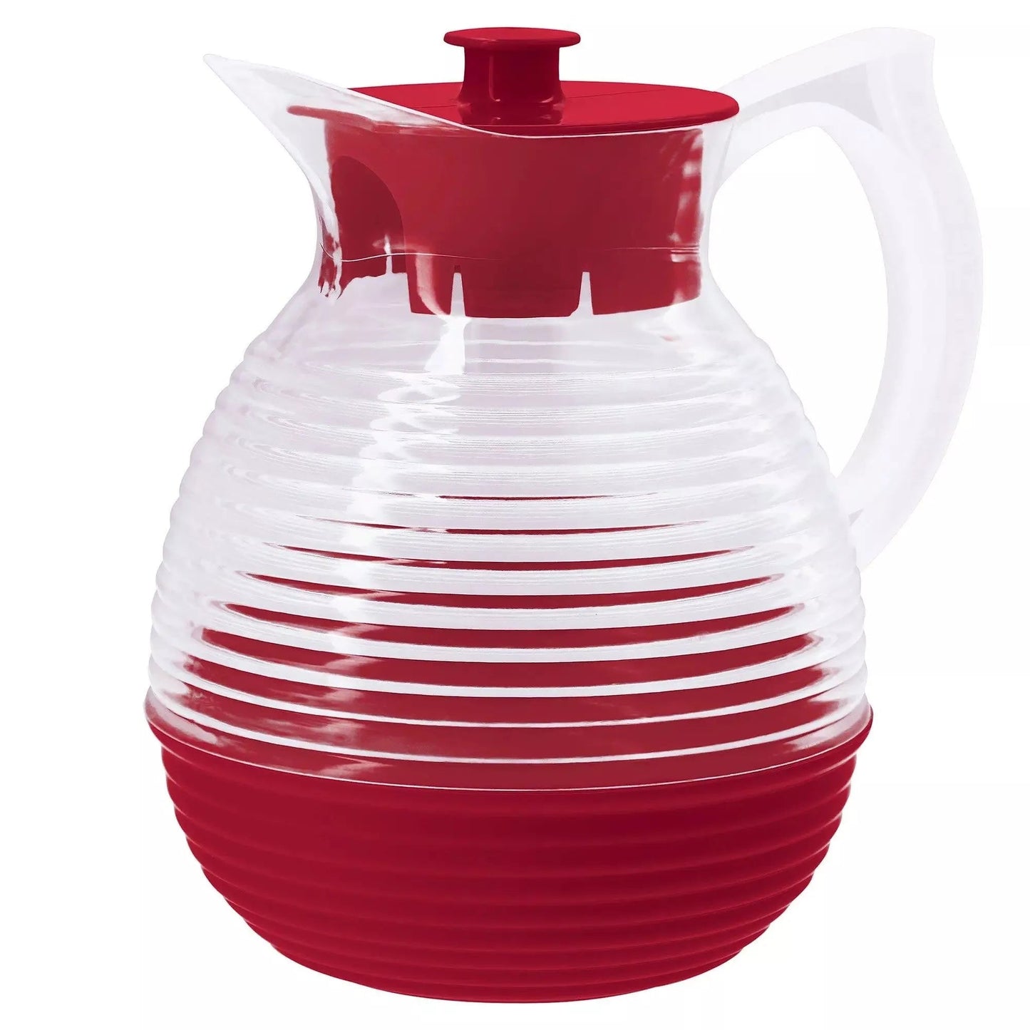 Carafes rétro en plastique strié 1,3 L avec bases colorées