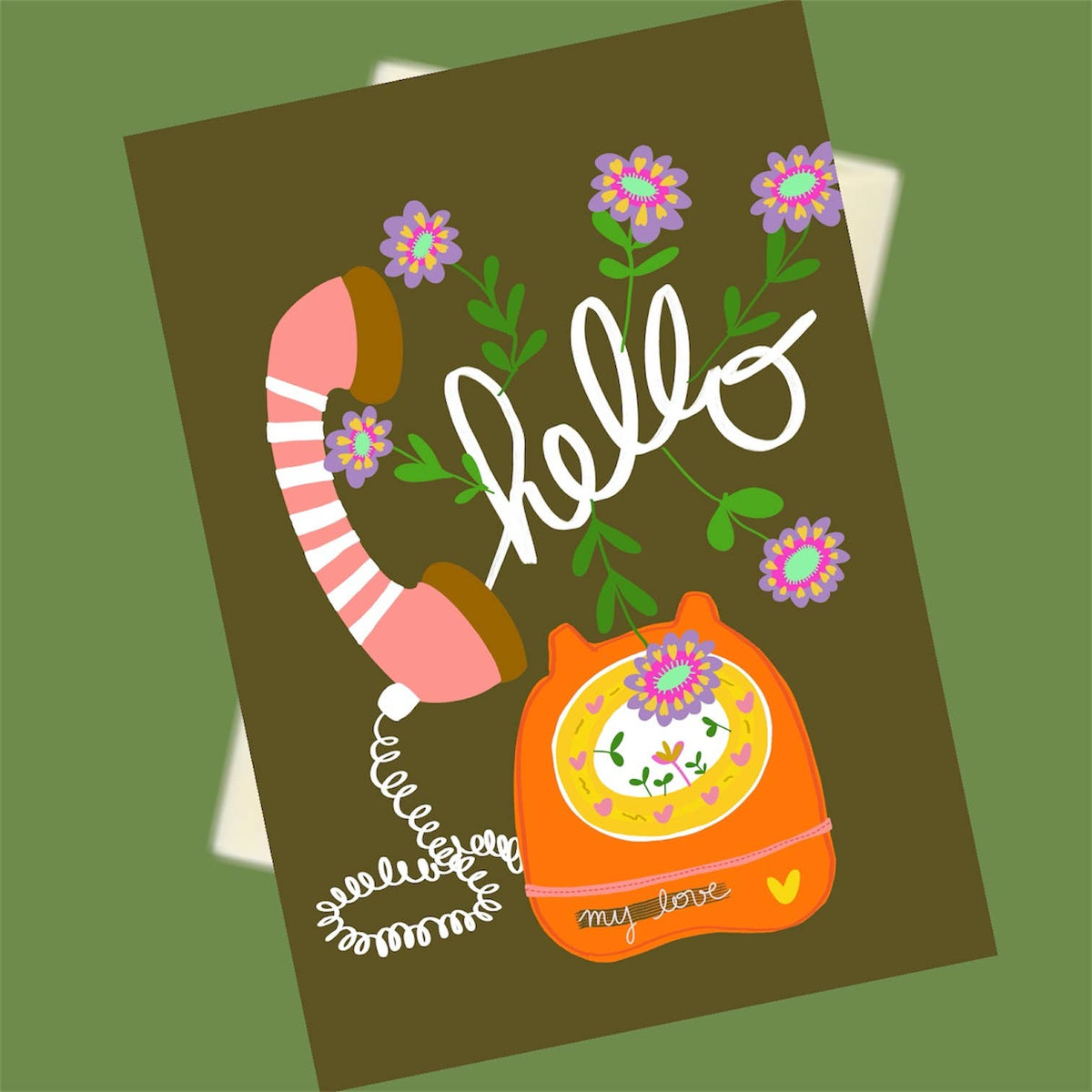 Carte postale allo hello photo telephone ecriture hello