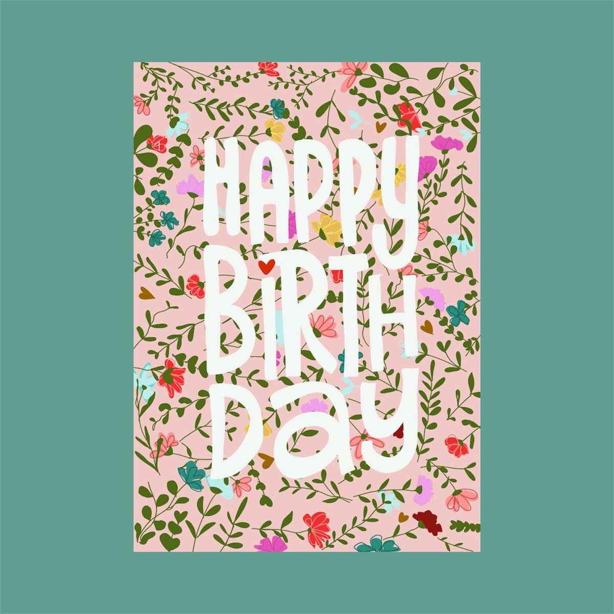 Carte postale fleurs Happy birthday avec enveloppe