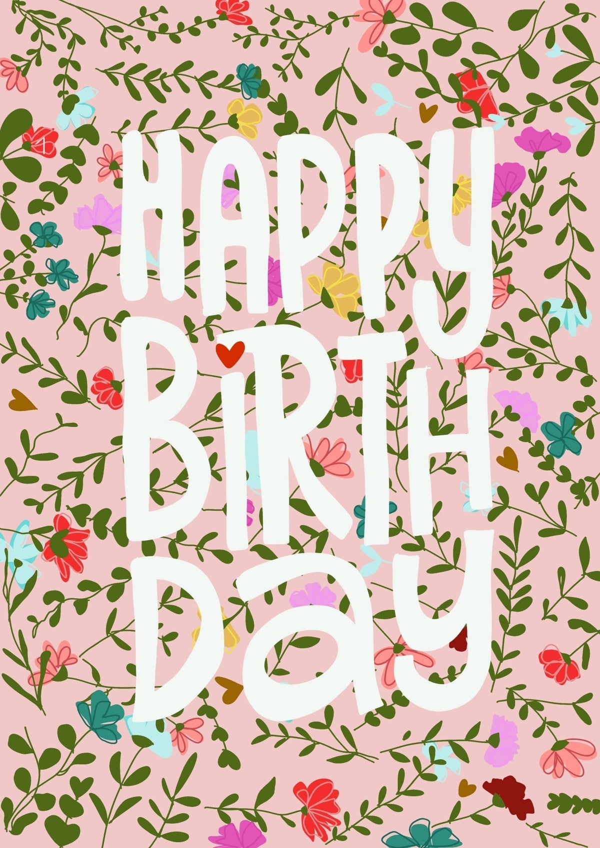 Carte postale fleurs Happy birthday avec enveloppe