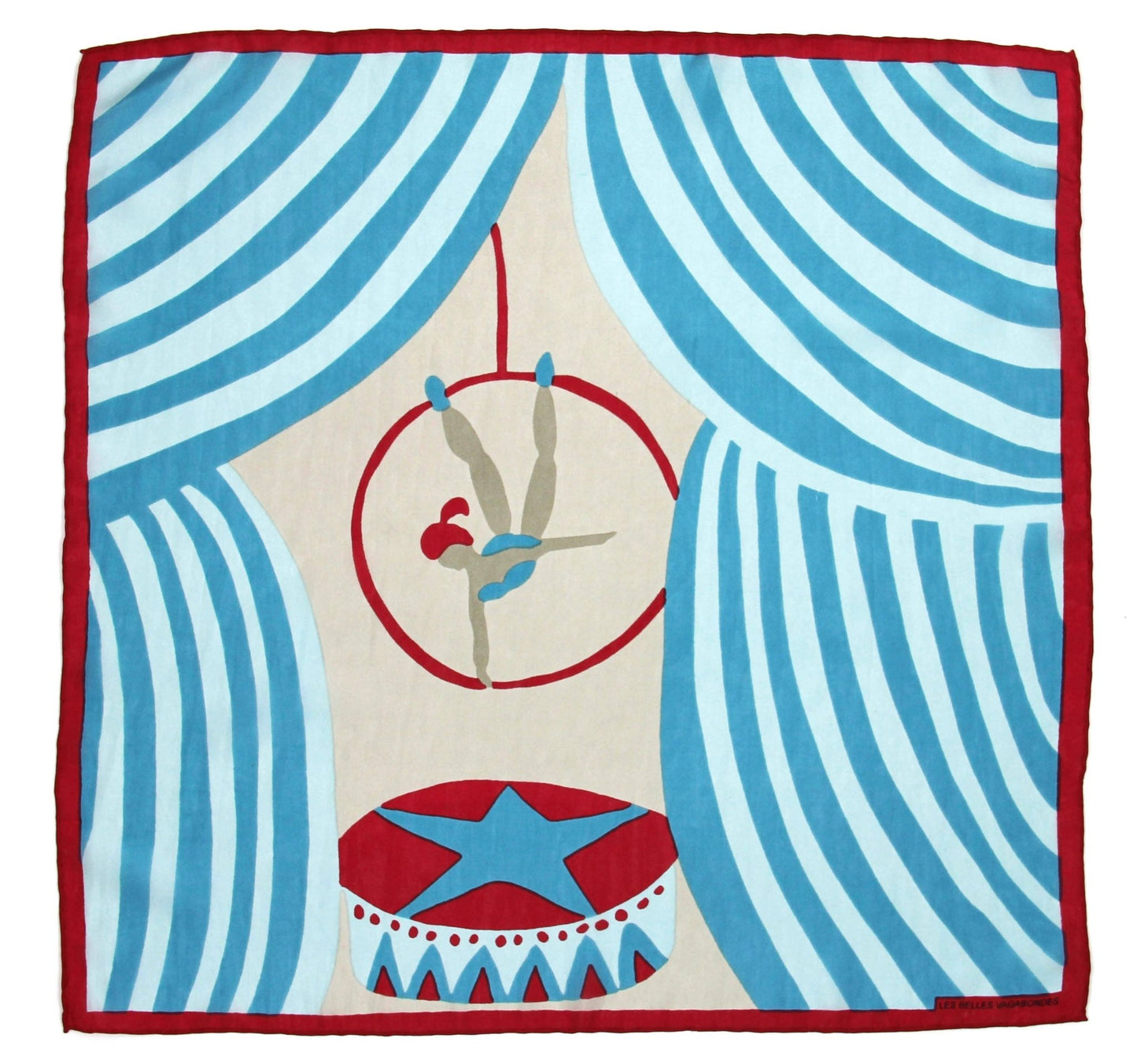 Foulard en soie 50 x 50 cm - Mini Luna Park Turquoise-Les Belles Vagabondes - bobibeloFoulard en soie 50 x 50 cm - Mini Luna Park Turquoise-Les Belles Vagabondes – SA vintage – bobibelo