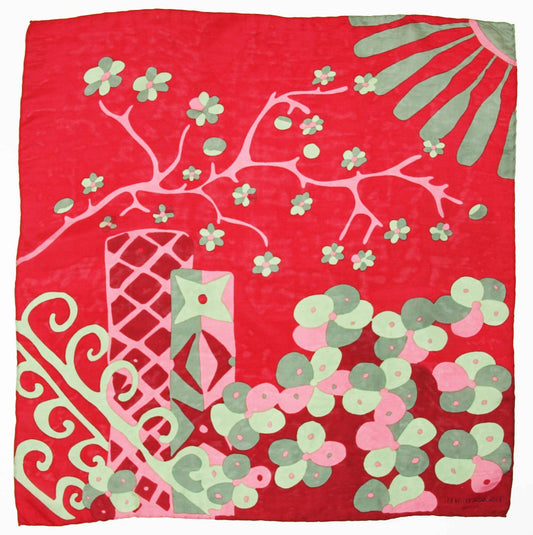 Foulard en soie 50 x 50 cm -Mini Sakura Rouge-Les Belles Vagabondes - bobibeloFoulard en soie 50 x 50 cm -Mini Sakura Rouge-Les Belles Vagabondes – SA vintage – bobibelo