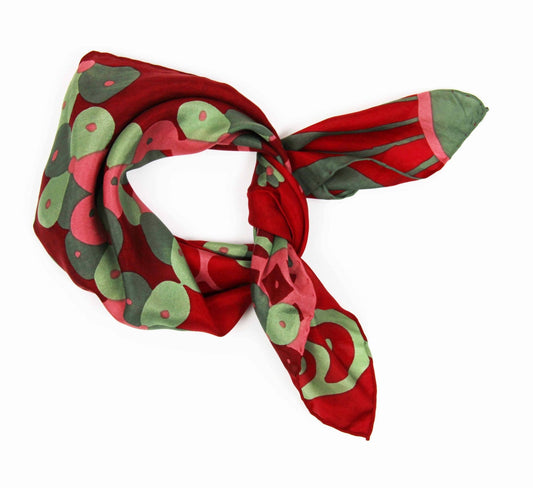 Foulard en soie 50 x 50 cm -Mini Sakura Rouge-Les Belles Vagabondes - bobibeloFoulard en soie 50 x 50 cm -Mini Sakura Rouge-Les Belles Vagabondes – SA vintage – bobibelo