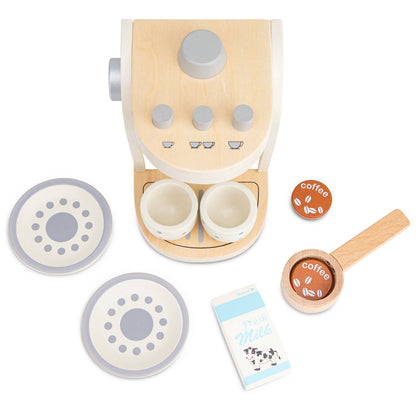 Machine à café en bois et accessoires pour jouer au petit barista