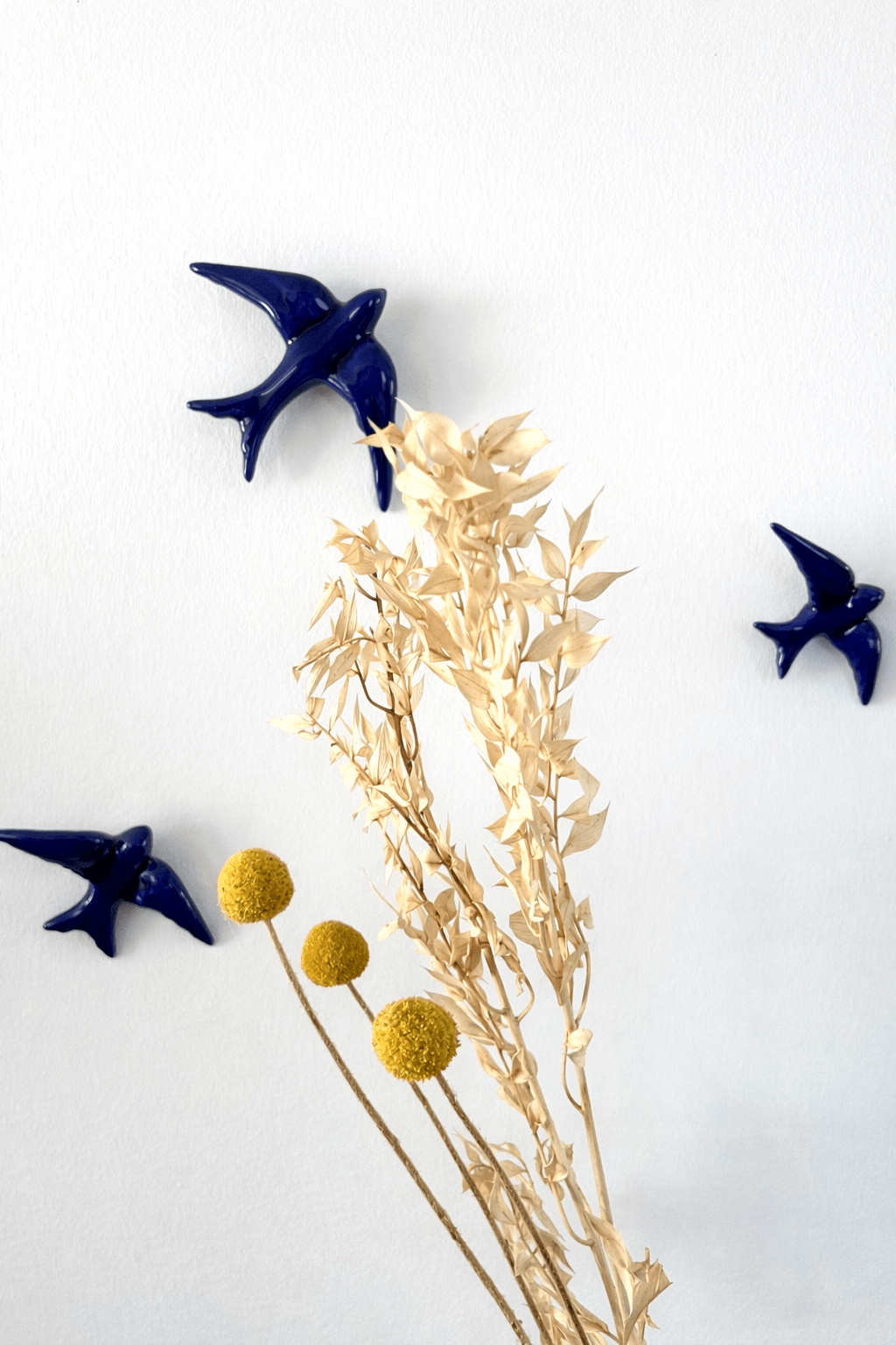 Lot de 3 hirondelles murales en céramique - bobibelo