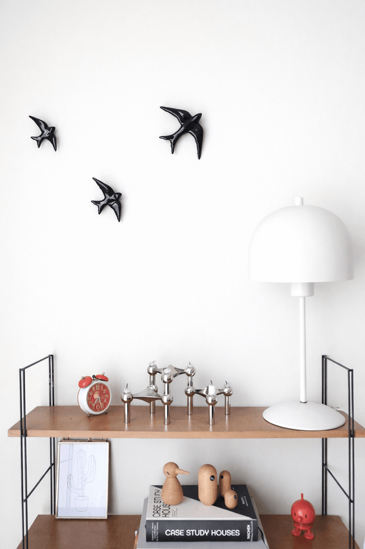 Lot de 3 hirondelles murales en céramique - bobibelo