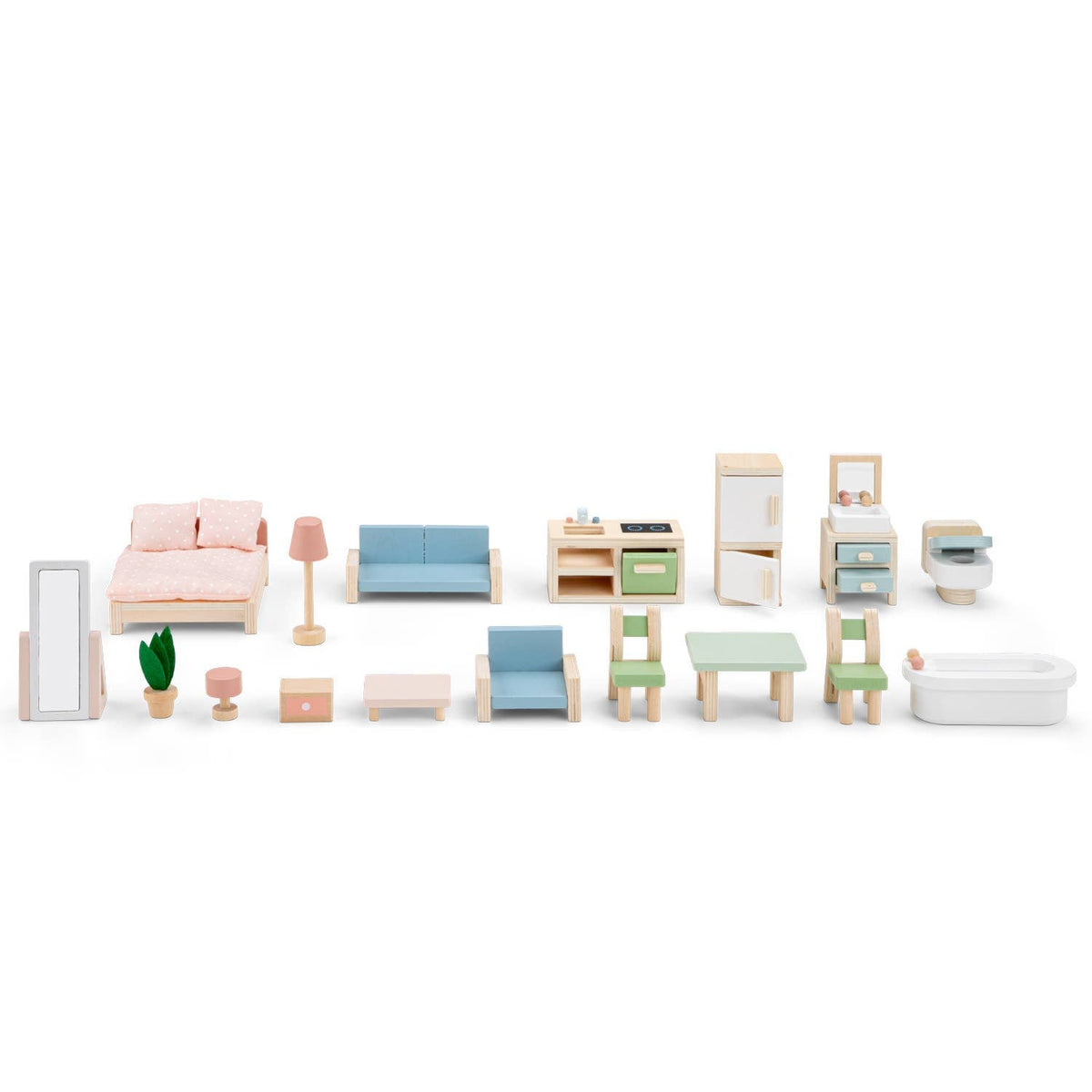 Maison de poupée en bois avec meubles – Woet - BobibeloMaison de poupée en bois avec meubles – Woet – Petit vintage – Bobibelo