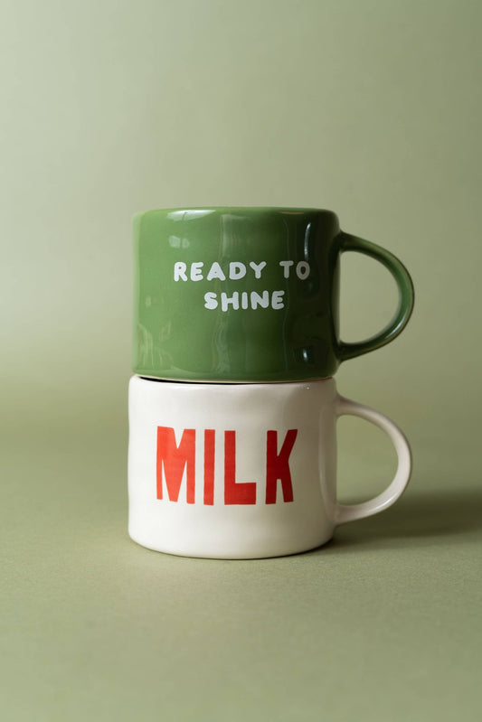 Mug “MILK” Sisi – Tasse graphique blanche 25 cl - bobibeloMug “MILK” Sisi – Tasse graphique blanche 25 cl – Vaisselle vintage – bobibelo