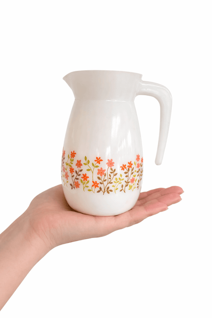 Petit pichet vintage fleuri en opaline années 70 - bobibeloPetit pichet vintage fleuri en opaline années 70 – broc vintage – bobibelo