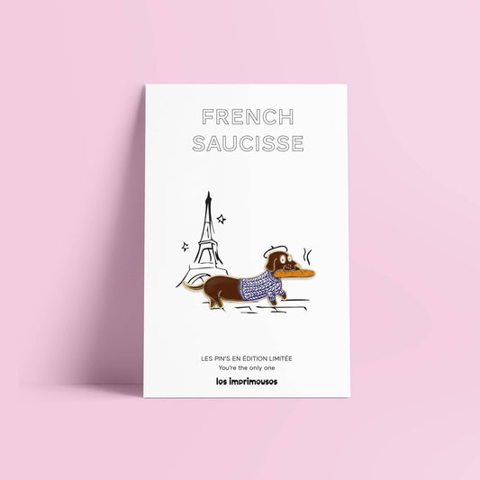 Pin’s French Saucisse - Teckel parisien: Marron - bobibeloPin’s French Saucisse - Teckel parisien: Marron – SA vintage – bobibelo