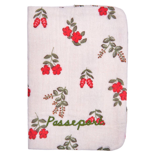 Protège-passeport – Poule House- fleurs rouges - bobibeloProtège-passeport – Poule House- fleurs rouges – SA vintage – bobibelo
