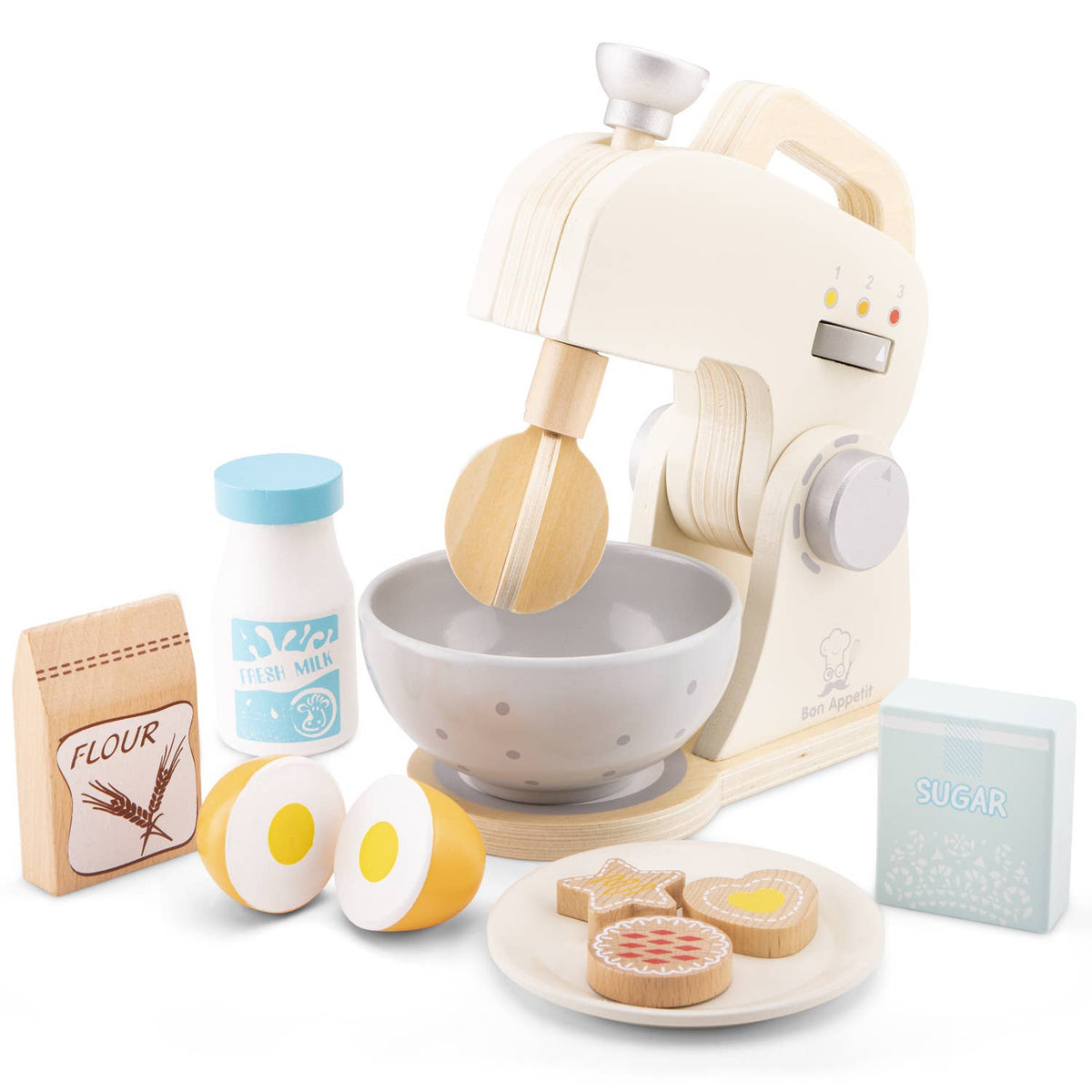 Robot pâtissier en bois avec accessoires – Woet - BobibeloRobot pâtissier en bois avec accessoires – Woet – Petit vintage – Bobibelo