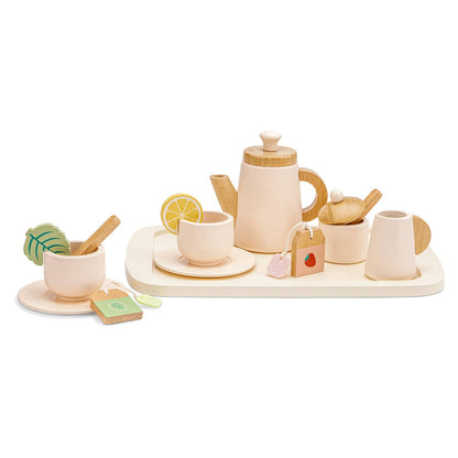 Service à thé en bois avec plateau – Woet - BobibeloService à thé en bois avec plateau – Woet – Petit vintage – Bobibelo