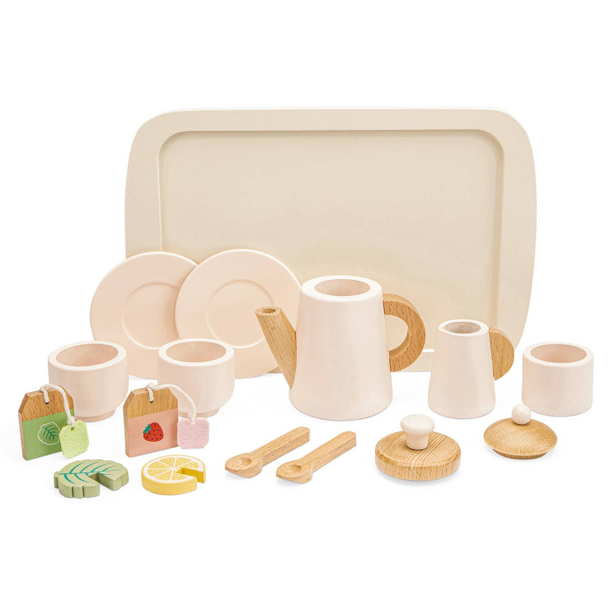 Service à thé en bois avec plateau – Woet - BobibeloService à thé en bois avec plateau – Woet – Petit vintage – Bobibelo
