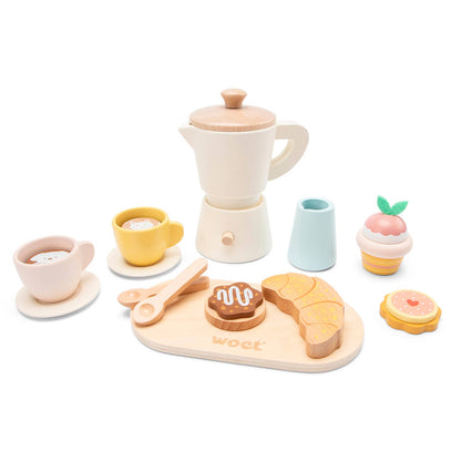 Set café en bois pour enfant avec percolateur – Woet - BobibeloSet café en bois pour enfant avec percolateur – Woet – Petit vintage – Bobibelo