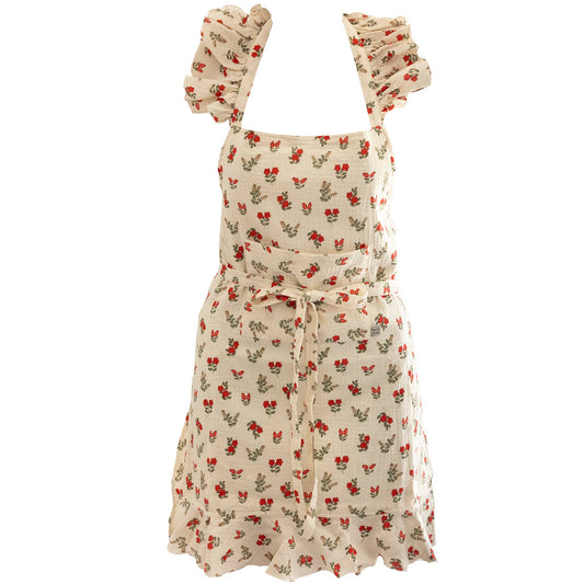 Tablier de cuisine Fleurs rouges – Poule House - BobibeloTablier de cuisine Fleurs rouges – Poule House – Text vintage – Bobibelo