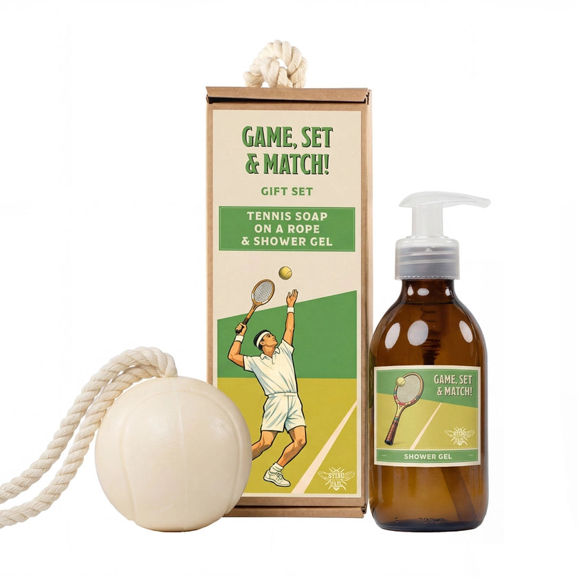 Coffret Cadeau Tennis – Gel Douche & Savon Balle de Tennis sur Corde | Sting in the Tail