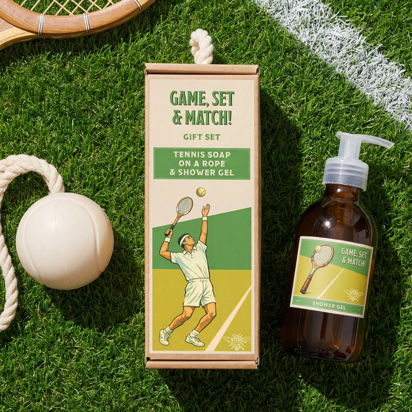 Coffret Cadeau Tennis – Gel Douche & Savon Balle de Tennis sur Corde | Sting in the Tail