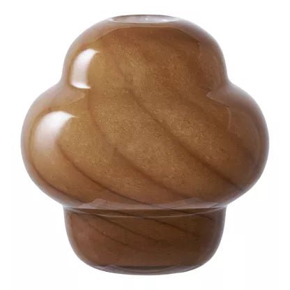 Vase en verre brun sculpté – Design organique rétro années 70 – 17 cm - bobibeloVase en verre brun sculpté – Design organique rétro années 70 – 17 cm – OD vintage – bobibelo