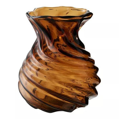 Vase en verre soufflé brun fumé – Design organique Ø16 x 18,5 cm - bobibeloVase en verre soufflé brun fumé – Design organique Ø16 x 18,5 cm – OD vintage – bobibelo