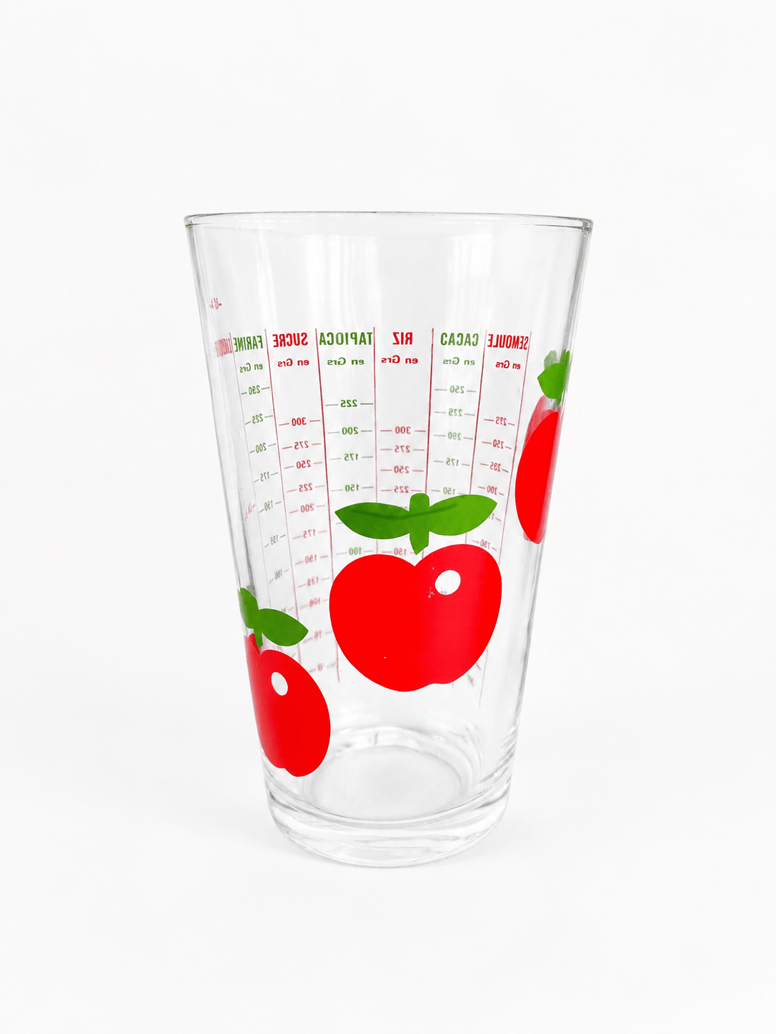 Verre doseur vintage Henkel années 70 – Motif pommes - bobibeloVerre doseur vintage Henkel années 70 – Motif pommes – broc vintage – bobibelo